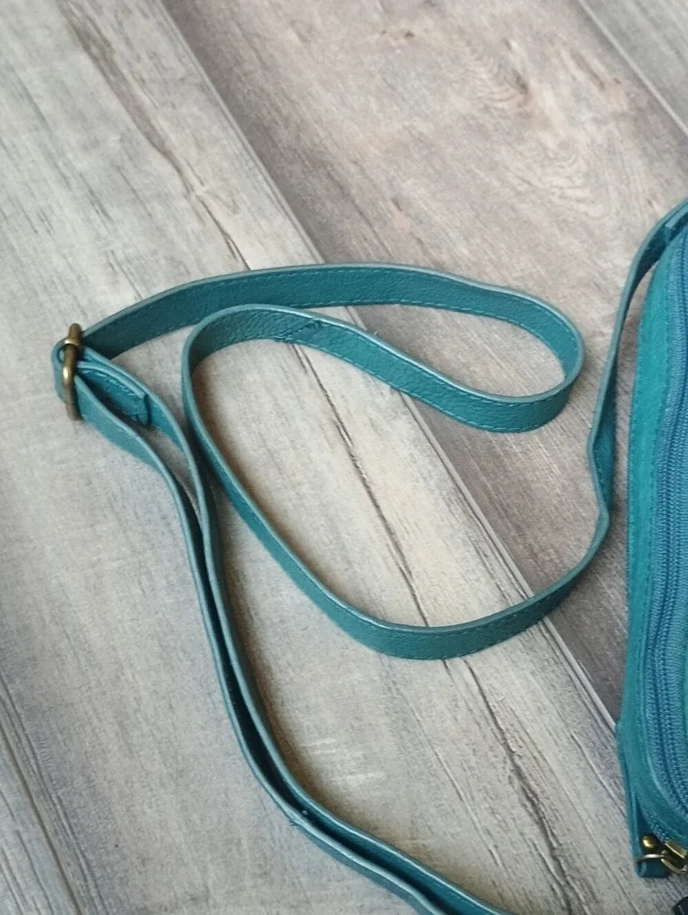 Born Teal Crossbody Leather Bag with Dual Zips - Picture 6 of 14